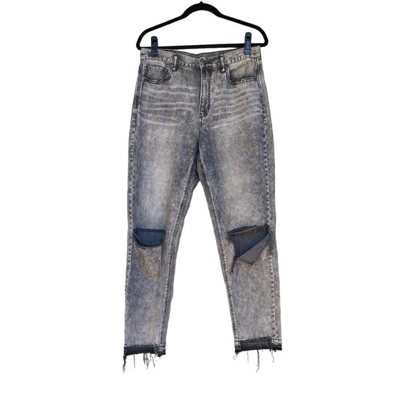 American Eagle Distressed Black Acid Wash Jeans Size 8 - Picture 1 of 3
